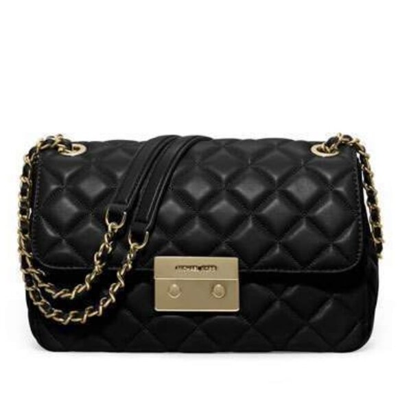 MICHAEL KORS Sloan Chain Quilted Leather Shoulder Bag Black Holiday Office Party - Picture 12 of 12